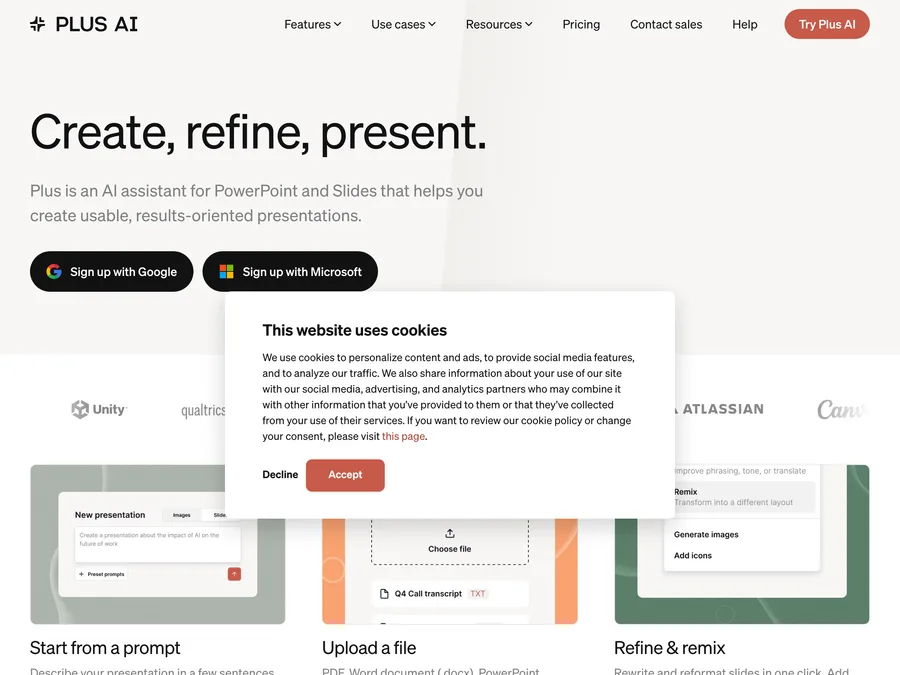 Plus AI website