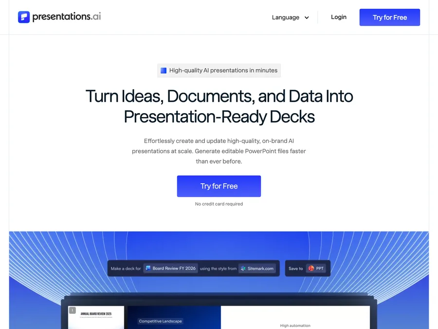 Presentations.ai website