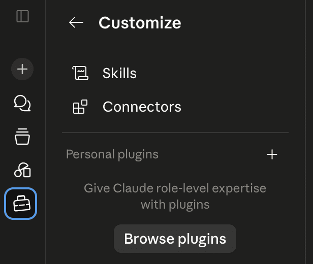 Öffne Connectors, dann Browse plugins.