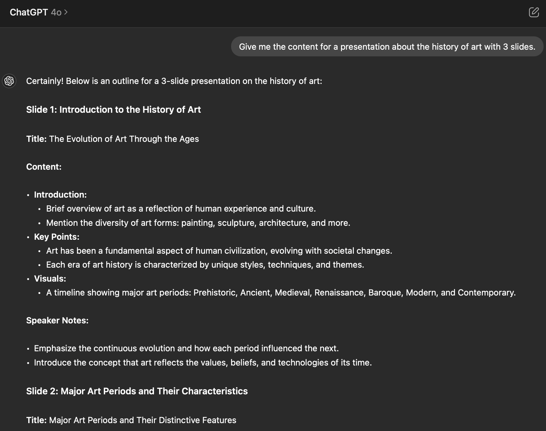 ChatGPT prompt to create a PowerPoint presentation