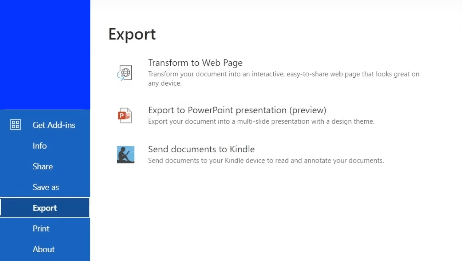 Export a Word document to PowerPoint
