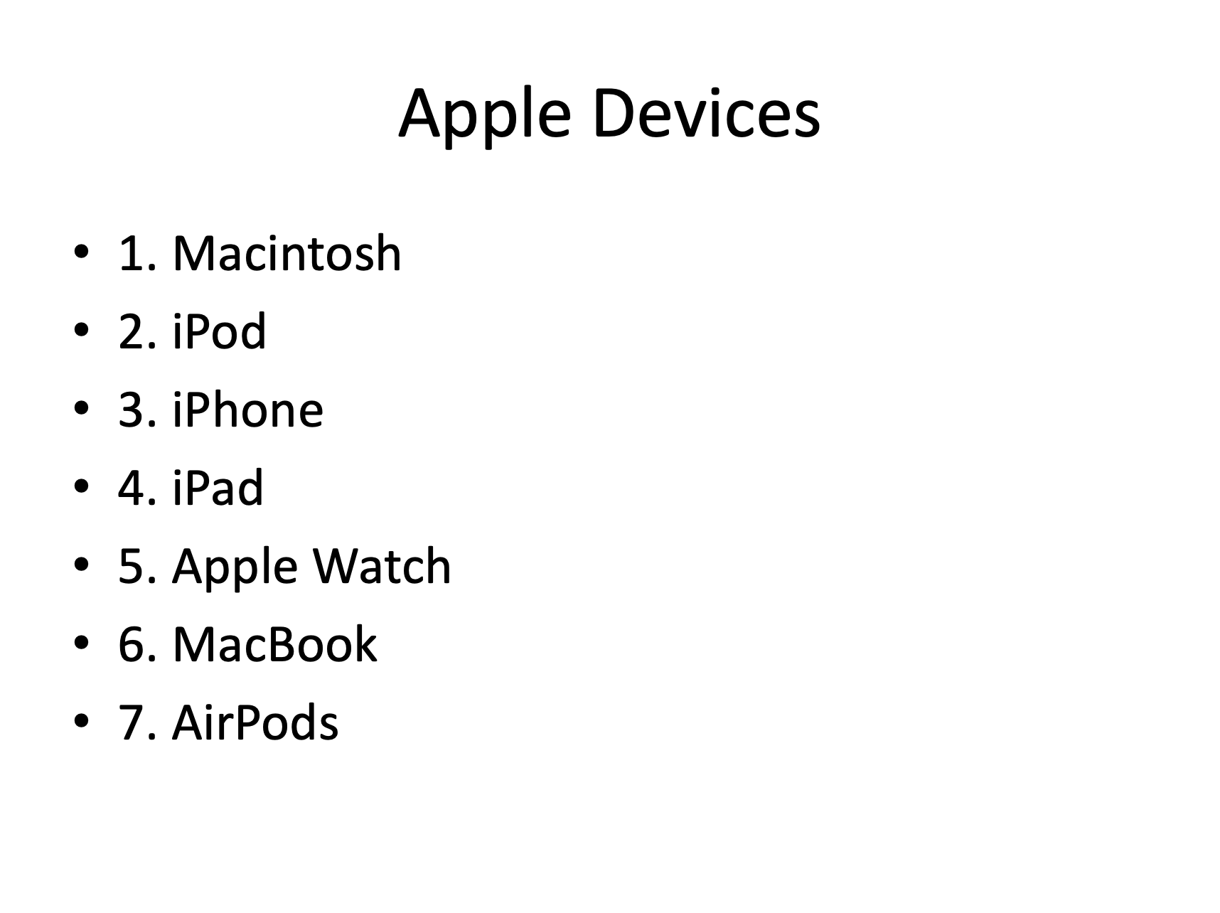 ChatGPT slide: Apple Devices list