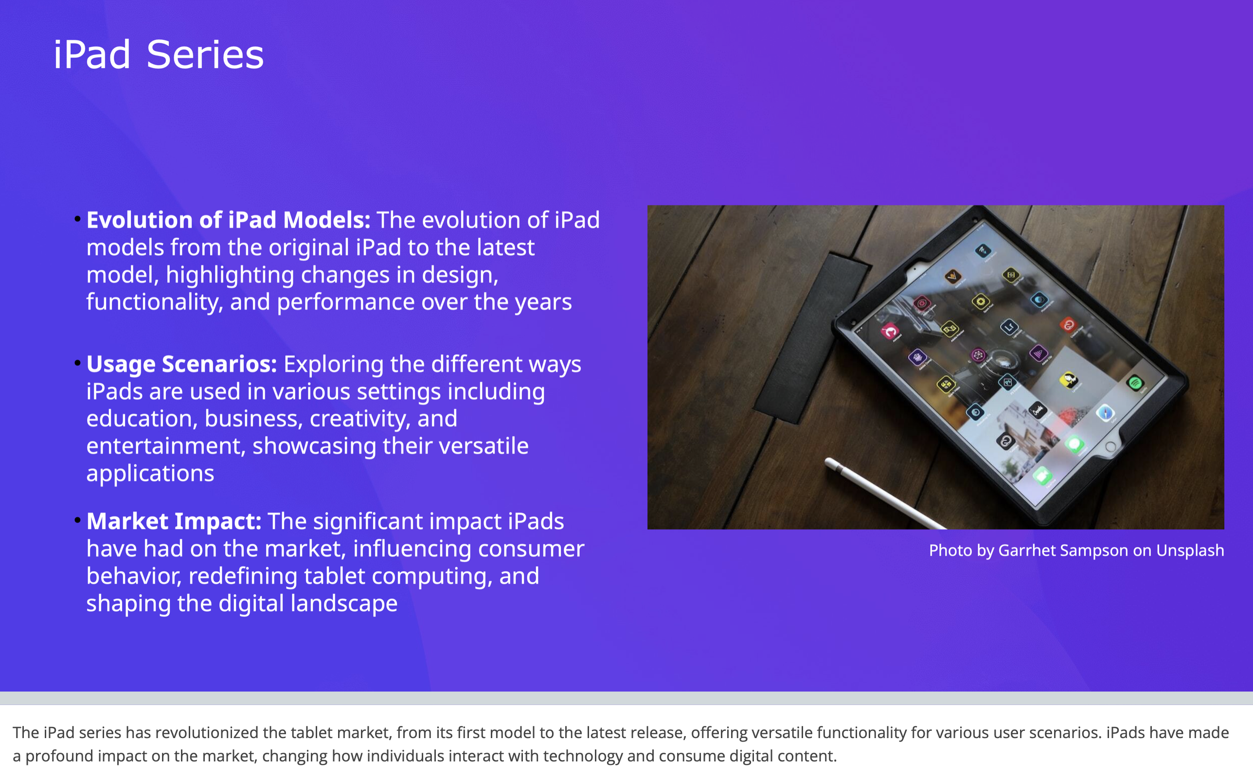SlidesGPT slide: iPad product series